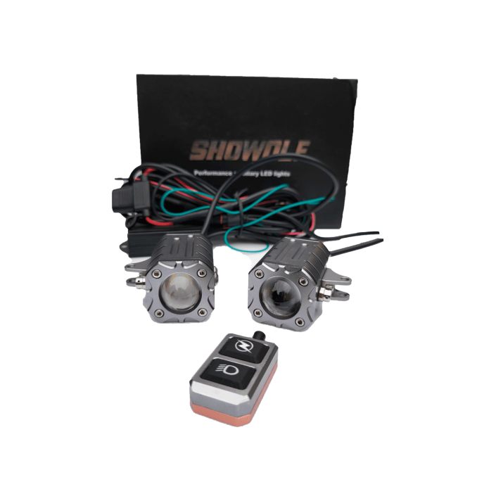 Set 2 proiectoare LED cu lupă pentru motocicletă, dimensiuni